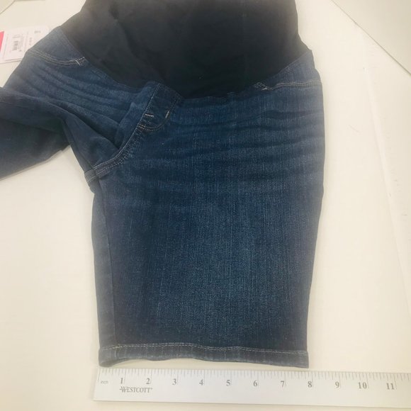 Isabel Maternity Women's Size 8 Crossover Panel Bermuda Blue Denim Short New - Picture 9 of 16